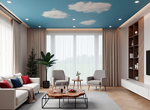 Натяжной потолок с фотопечатью неба с облаками